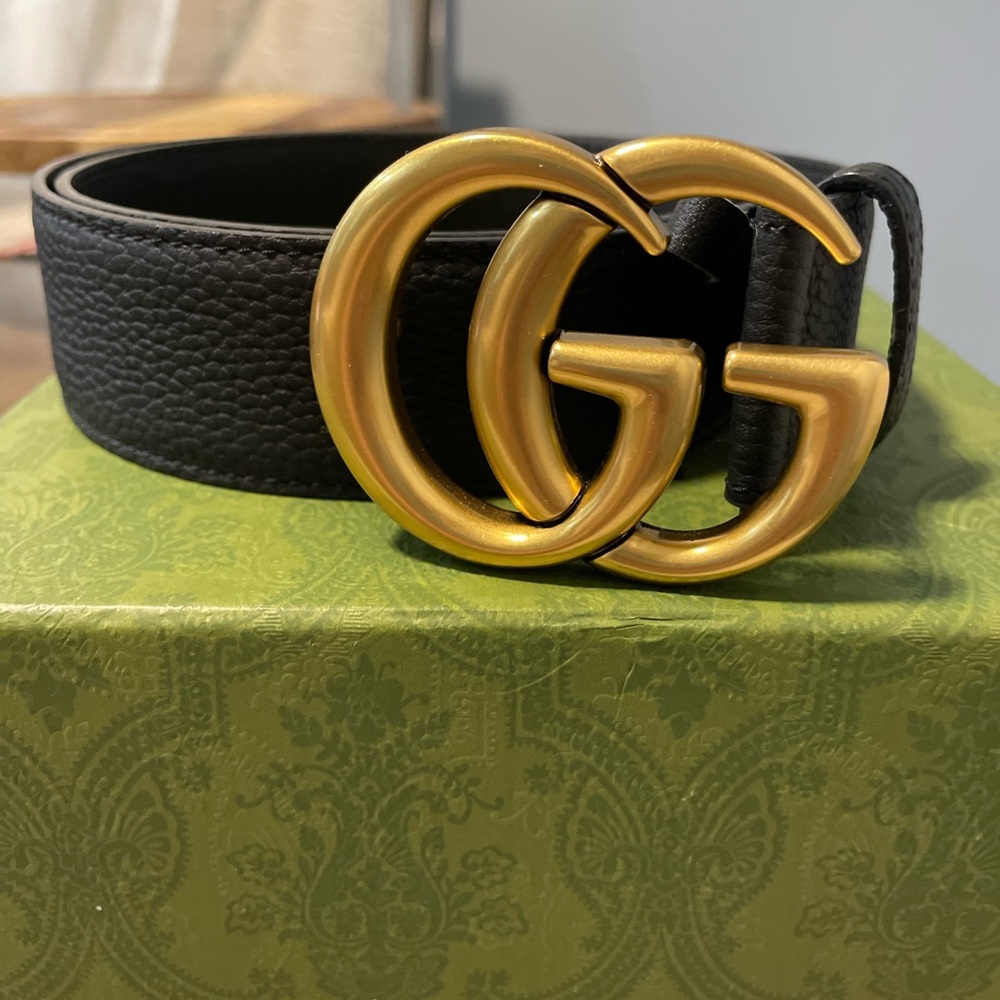 Gucci - GG Marmont leather belt with shiny buckle - Picture 4 of 9